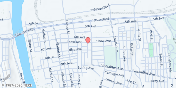 Map showing Lighthouse City Church - Food Pantry at 536 Shaw Ave., McKeesport, PA