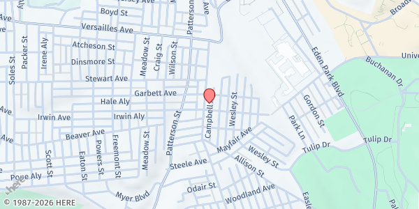 Map showing Pittsburgh Dream Center – Grandview at 1615 Grandview Ave., McKeesport, PA