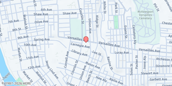 Map showing Pittsburgh Dream Center – Versailles at 1510 Versailles Ave., McKeesport, PA