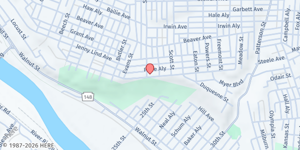 Map showing The Father's Heart Ministries at 2401 Riverview Ave., McKeesport, PA