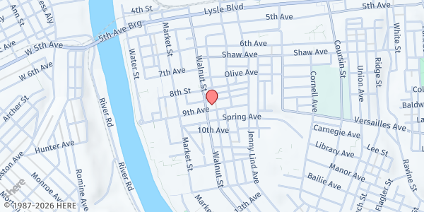 Map showing The Salvation Army - McKeesport at 821 Walnut St., McKeesport, PA