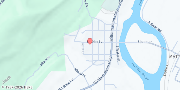 Map showing Mcveytown at 3 S Queen St, McVeytown, PA