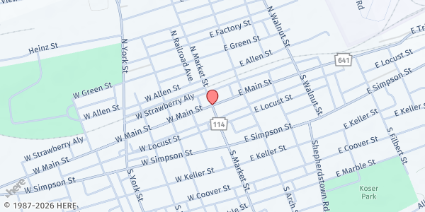 Map showing Mechanicsburg Calvary at 208 WOODS DRIVE, Mechanicsburg, PA