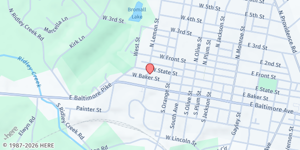Map showing Media Food Bank at 350 West State Street, Media, PA