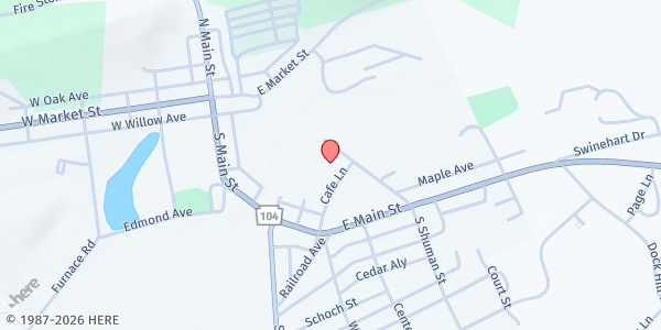 Map showing Grace Works Food Pantry at 99 Cafe Ln., Middleburg, PA