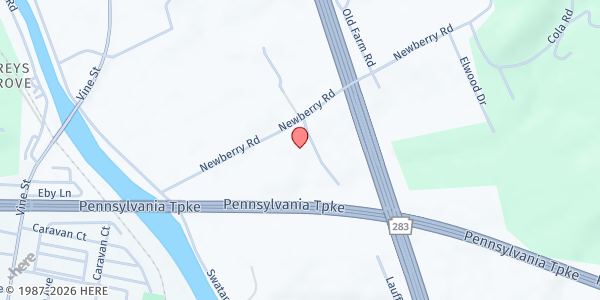 Map showing Fountain of Life Ministries at 290 Newberry Rd., Middletown, PA