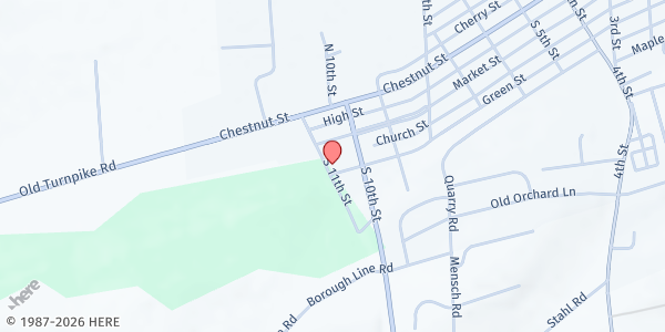 Map showing Summit Early Learning Inc at 14 S 11th St, Mifflinburg, PA