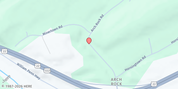 Map showing Arch Rock Church at 745 Arch Rock Rd, Mifflintown, PA
