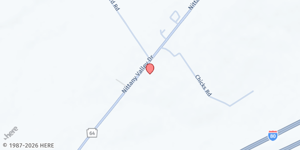 Map showing St. Paul Lutheran Church at 6220 Nittany Valley Dr., Mill Hall, PA