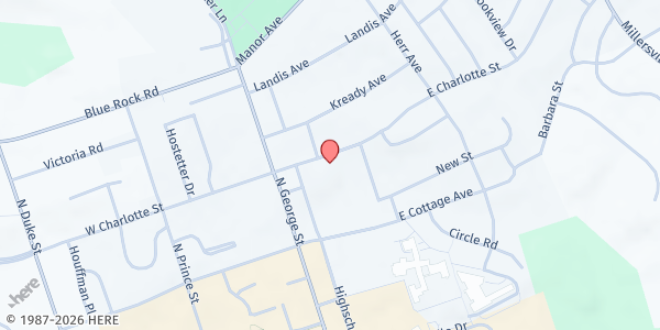 Map showing The Loft Community Partnership at 100 E. Charlotte St, Millersville, PA