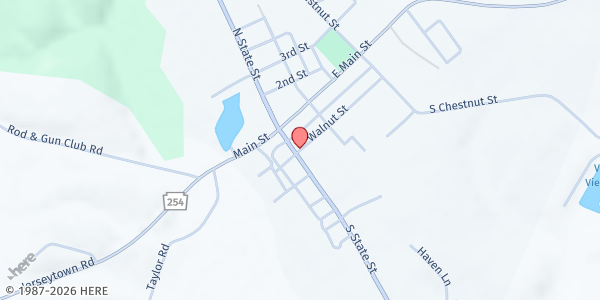 Map showing Mill-Green United Methodist Church at 75 S State St, Millville, PA