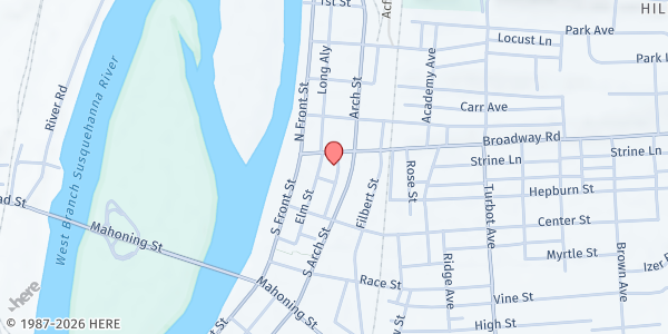 Map showing YMCA Milton at 12 Bound Ave, Milton, PA