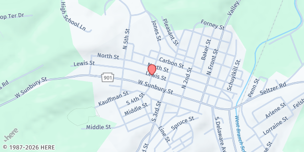 Map showing Minersville Area Food Cupboard - Zion Lutheran Church at 4 Lewis St., Minersville, PA