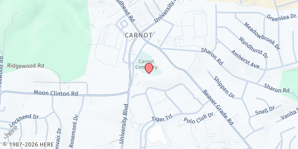 Map showing West Hills Food Pantry at 522 Carnot Rd., Moon Twp, PA