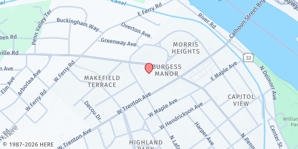 Map showing Morrisville Presbyterian Church - The Food Center at 771 North Pennsylvania Avenue, Morrisville, PA