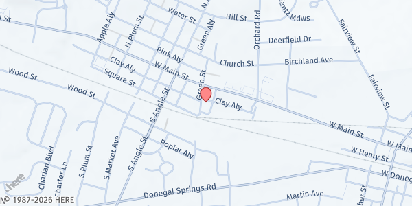 Map showing Fellowship Baptist Church at 151 Orange St., Mount Joy, PA