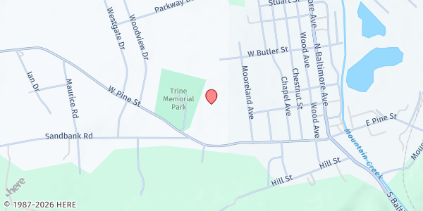 Map showing Hilltop Community Church Food Bank at 202 W. Butler St., Mt Holly Springs, PA