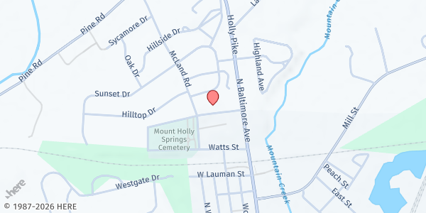 Map showing Mt. Holly Church of God at 602 McLand Dr., Mt Holly Springs, PA