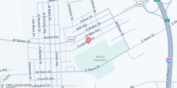 Map showing Son-Light House at 130 Carpenter St., Muncy, PA