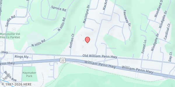 Map showing Mother of Sorrows Parish at 4202 Old William Penn Hwy., Murrysville, PA