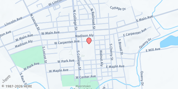 Map showing Mission Food Pantry - Myerstown at 101 S Railroad St SUITE 42, Myerstown, PA
