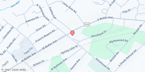 Map showing New Britain Baptist Church Food Pantry at 22 East Butler Avenue, New Britain, PA