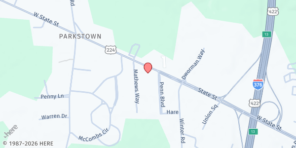 Map showing People In Need - Food Pantry at 2703 W. State St., New Castle, PA