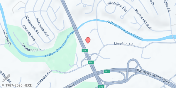 Map showing Budget Inn New Cumberland at 110 Limekiln Rd., New Cumberland, PA