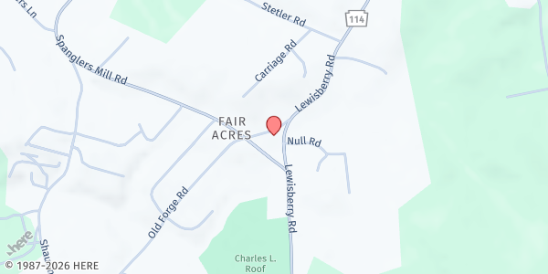 Map showing Fairview Bethel Church of God at 800 Old Forge Rd., New Cumberland, PA