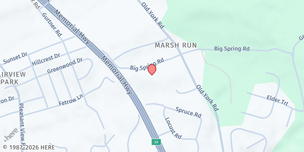 Map showing New Life Church at 530 Big Spring Rd, New Cumberland, PA