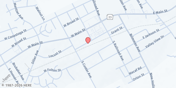 Map showing Crossnet Ministries at 123 W Franklin St, New Holland, PA