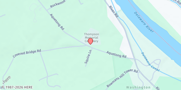 Map showing Thompson Memorial Presbyterian Church at 1680 Aquetong Road, New Hope, PA
