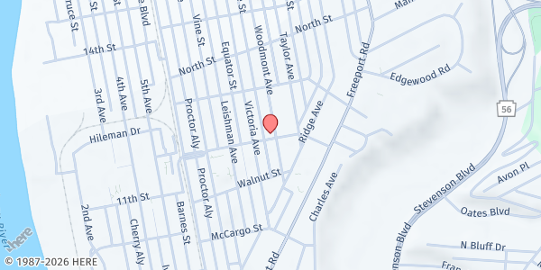 Map showing Chosen Generations Ministries - Main Location at 425 Locust St, New Kensington, PA