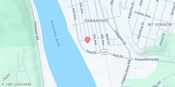 Map showing Salvation Army (New Kensington) at 255 3rd Street, New Kensington, PA