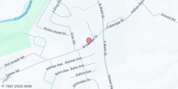 Map showing St. Jacob's Evangelical Lutheran Church at 99 E. George St., New Salem Borough, PA