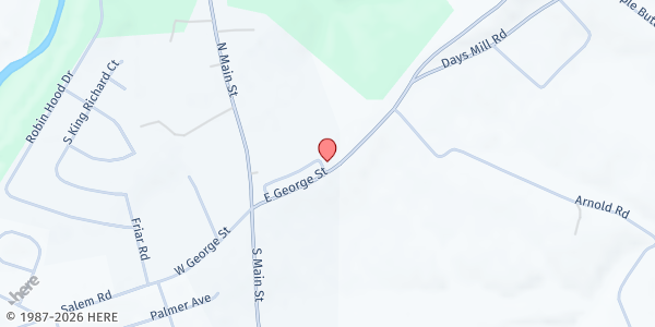 Map showing St. Jacobs Lutheran Food Pantry at 99 E George St, New Salem Borough, PA