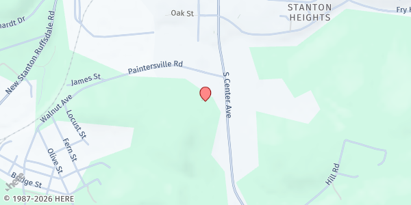 Map showing New Stanton Food Pantry at 612 South Center Ave., New Stanton, PA