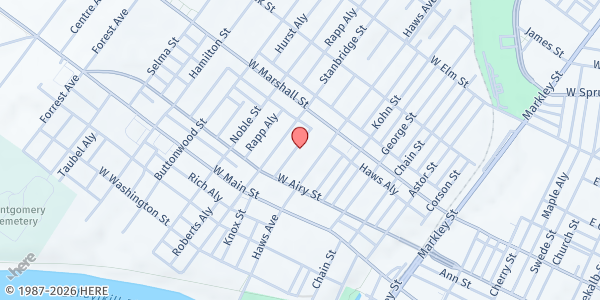 Map showing Bread of Life Community Café at 535 Haws Avenue, Norristown, PA