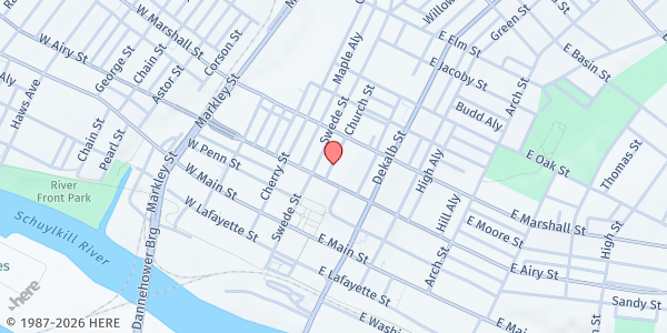 Map showing Cecil and Grace Bean Kitchen at 520 Church Street, Norristown, PA