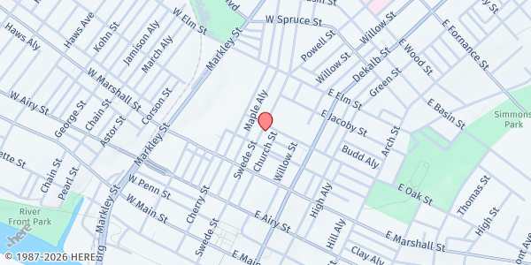 Map showing ICNA Relief Pennsylvania - Norristown at 718 Swede St Suite 2, Norristown, PA