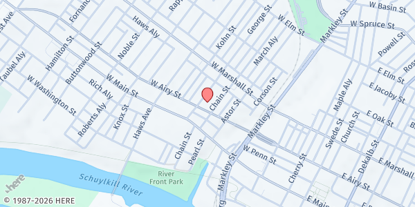 Map showing Norristown Hospitality Center at 503 Chain Street, Norristown, PA