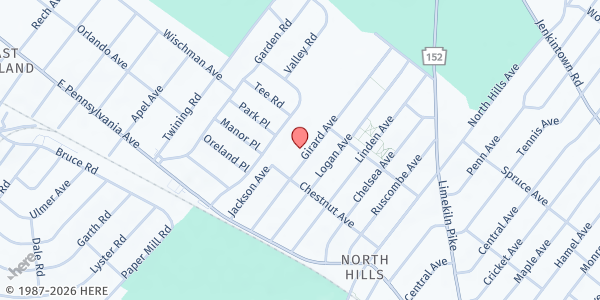 Map showing North Hills Food Cupboard at 212 Girard Ave., North Hills, PA