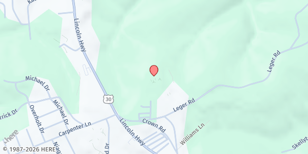 Map showing Saint Agnes/St. Elizabeth Ann Seton/SVDP at 200 Leger Rd., North Huntingdon, PA