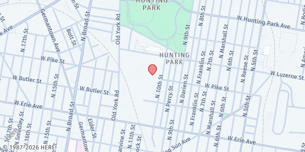 Map showing 10th St. Market (North 10) at 3890 North 10th Street, North Philadelphia, PA