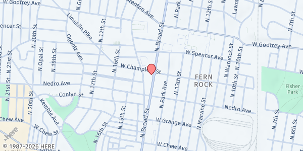 Map showing 35th District and PDAC Distribution Site at 5960 North Broad Street, North Philadelphia, PA