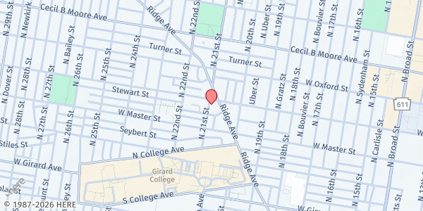 Map showing Acts Of Kindness, Inc. Food Pantry at 2042 West Jefferson Street, North Philadelphia, PA