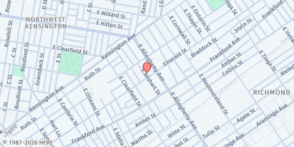 Map showing BenePhilly Center at Impact Services at 1952 East Allegheny Avenue, North Philadelphia, PA