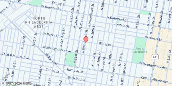 Map showing Bethlehem of Deliverance Church at 2016 West Berks Street, North Philadelphia, PA