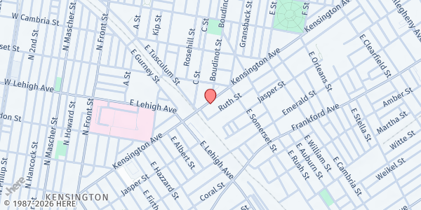 Map showing Blessed Sarnelli Community House at 2739 Kensington Avenue, North Philadelphia, PA