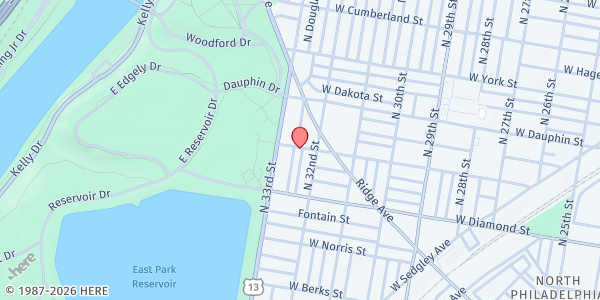 Map showing Brothers of Strawberry Mansion - West Susquehanna Avenue at 3218 West Susquehanna Avenue, North Philadelphia, PA